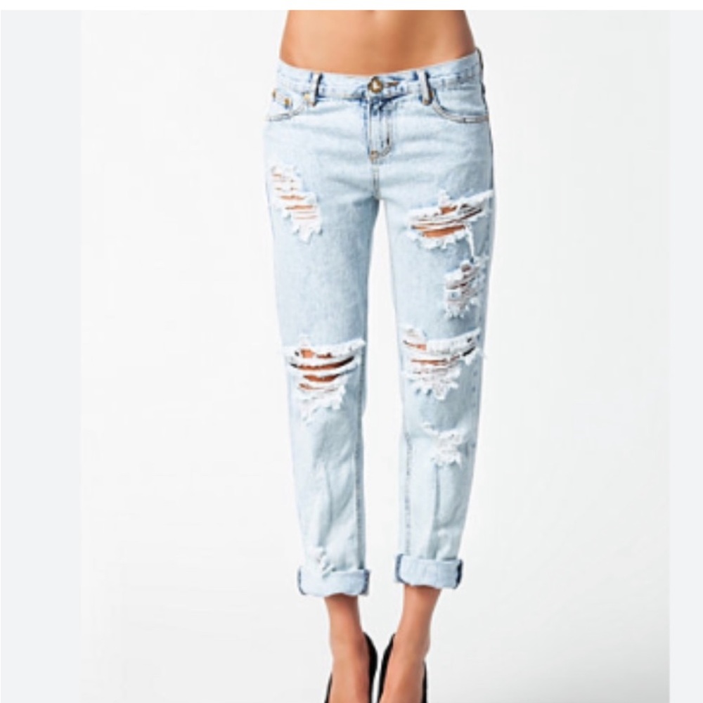 NWT- ONE TEASPOON Awesome Baggies Distressed Jean in Classic - Picture 1 of 15